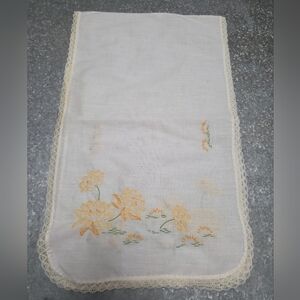 Vintage Lotus Blossom Tablerunner 38" Long